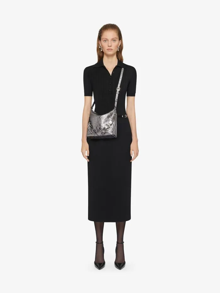 Voyou Crossbody Bag In Laminated Leather Silvery Grey Women Givenchy Crossbody Bags