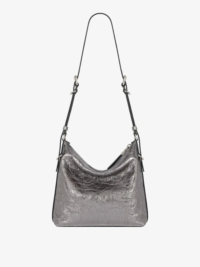 Voyou Crossbody Bag In Laminated Leather Silvery Grey Women Givenchy Crossbody Bags