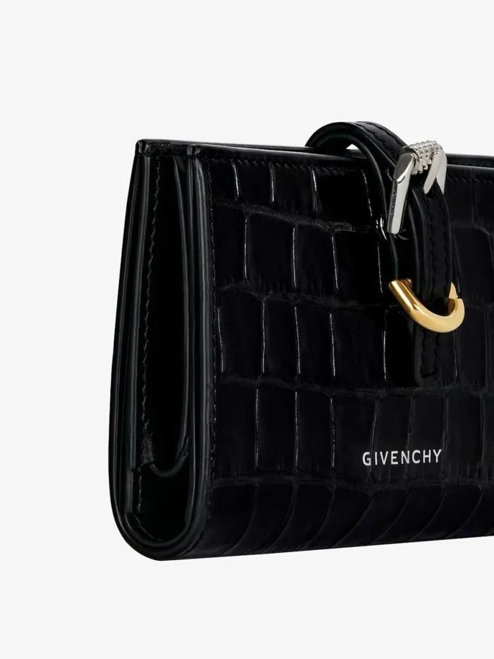Voyou Wallet In Crocodile Effect Leather Black Women Givenchy Wallets and Card Holders
