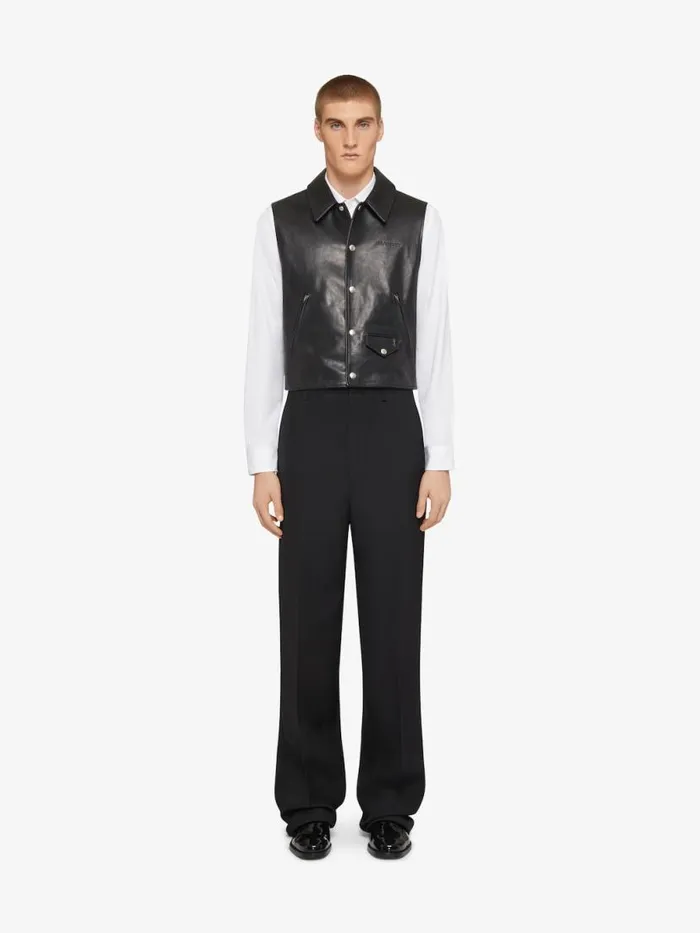 Waistcoat In Leather Black Men Givenchy Coats and Jackets