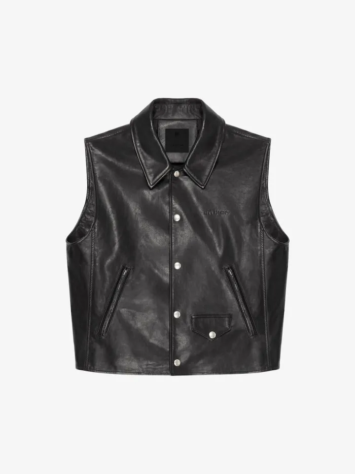 Waistcoat In Leather Black Men Givenchy Coats and Jackets
