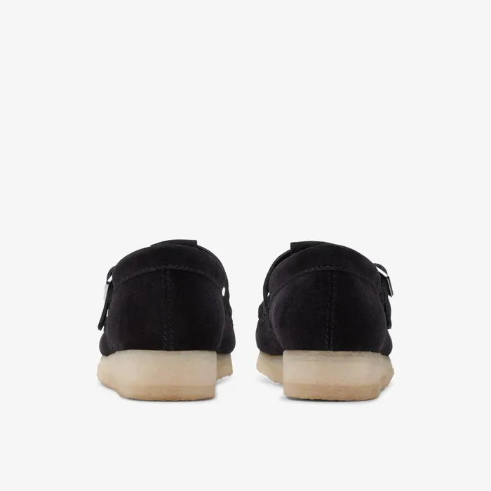 Wallabee TBar Black Suede Women Clarks SlipOns