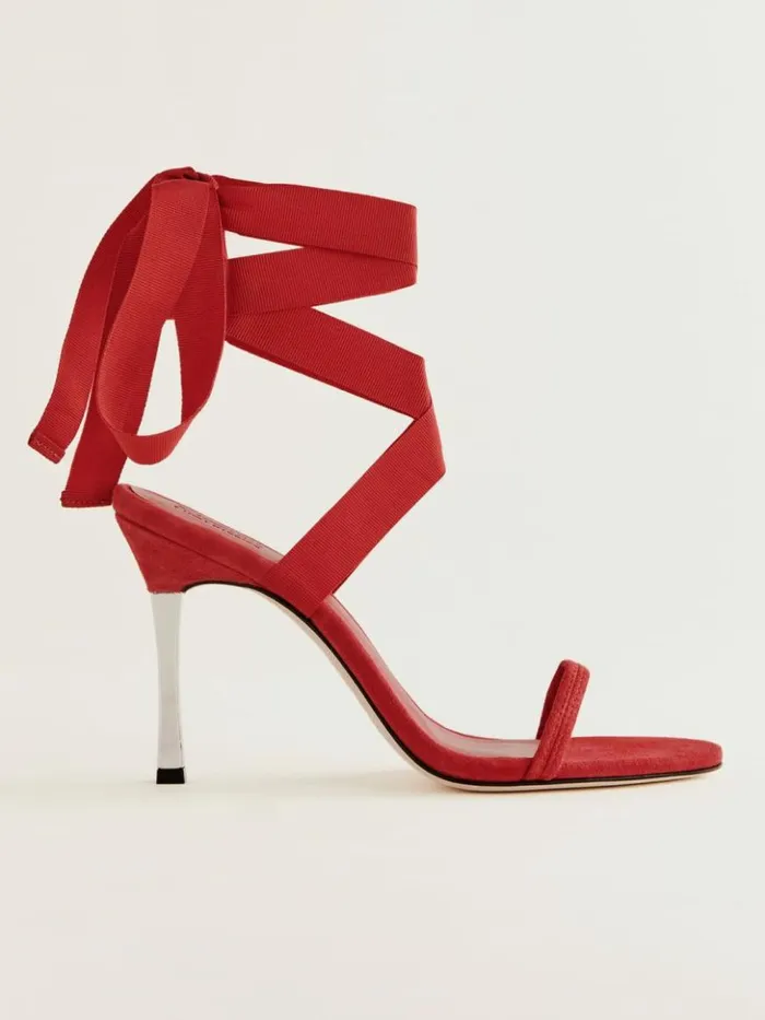 WeddingsShoes The Reformation Louisada Strappy Sandal Lipstick Suede