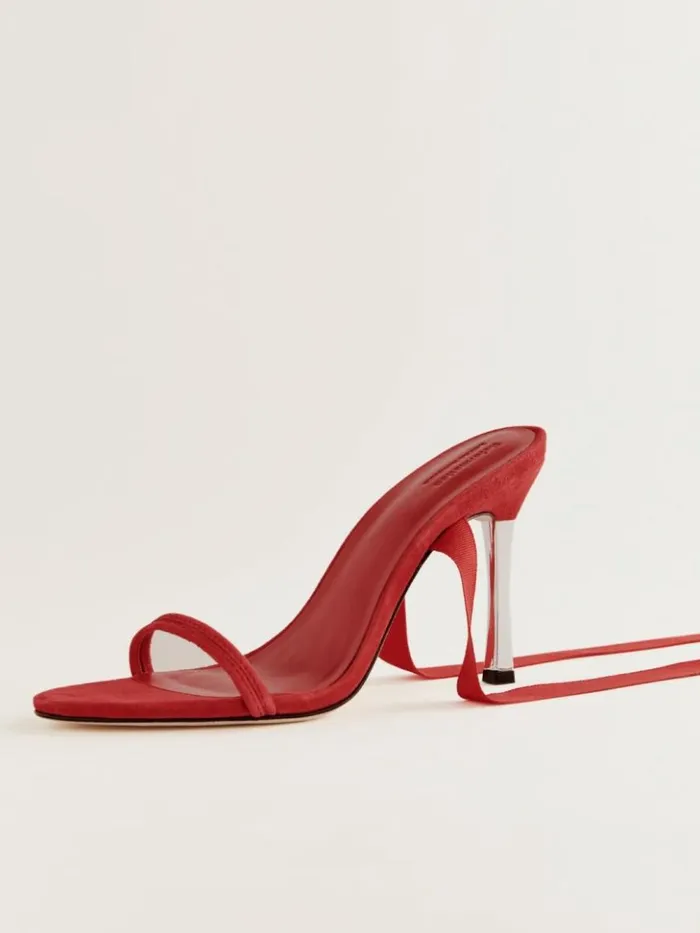 WeddingsShoes The Reformation Louisada Strappy Sandal Lipstick Suede
