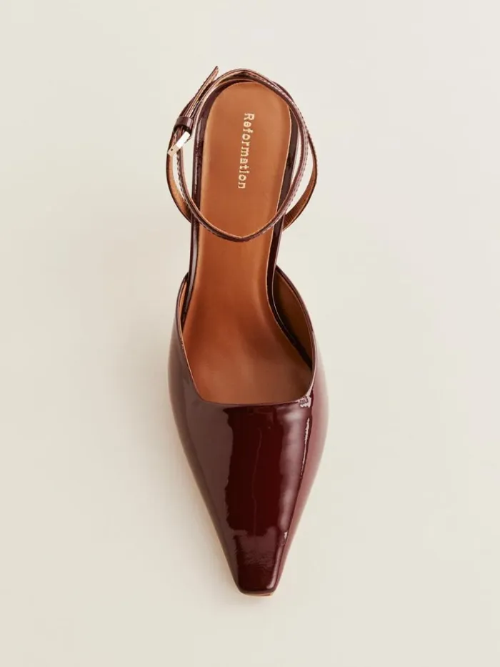 WeddingsShoes The Reformation Natasha Pump Wine Patent