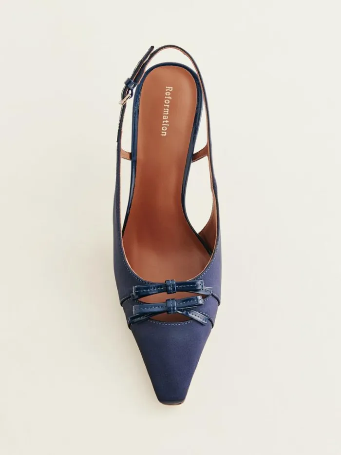 WeddingsShoes The Reformation Noreen Slingback Pump After Hours Satin
