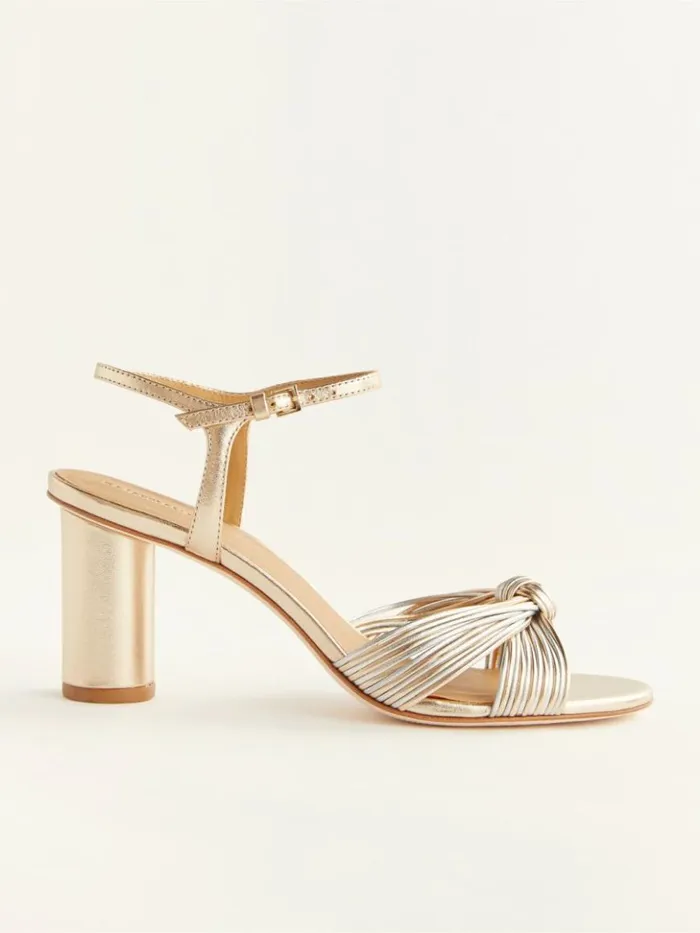 WeddingsShoes The Reformation Petra Cylinder Heel Gold Silver