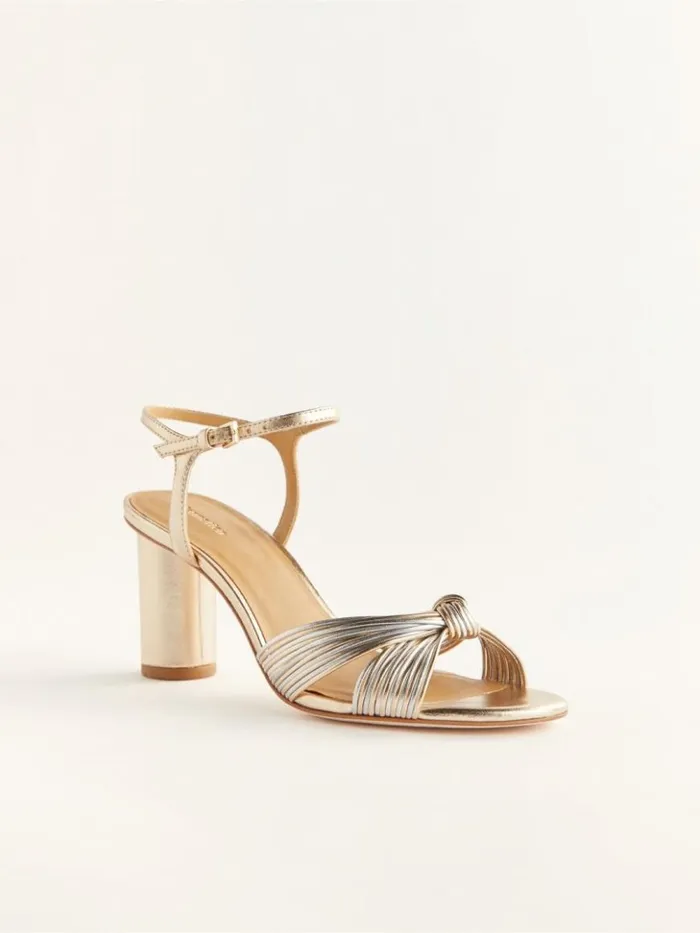 WeddingsShoes The Reformation Petra Cylinder Heel Gold Silver