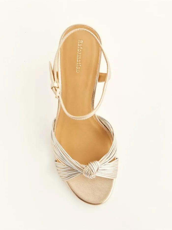 WeddingsShoes The Reformation Petra Cylinder Heel Gold Silver