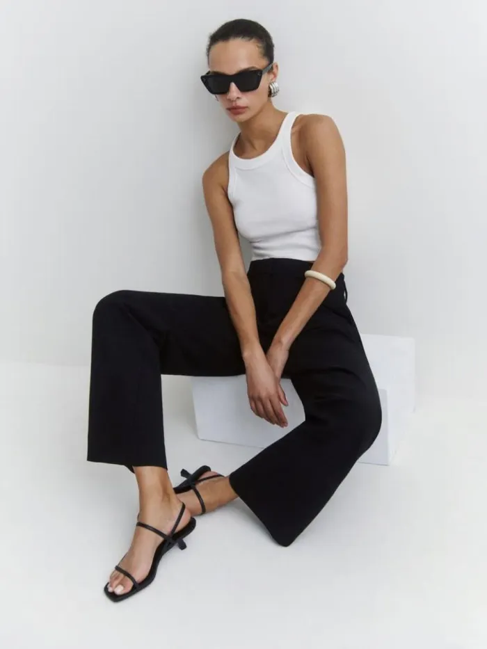 WeddingsShoes The Reformation Serenity Bare Sandal Black Leather