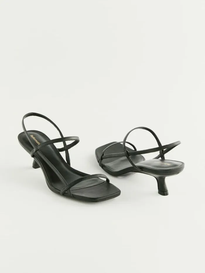 WeddingsShoes The Reformation Serenity Bare Sandal Black Leather