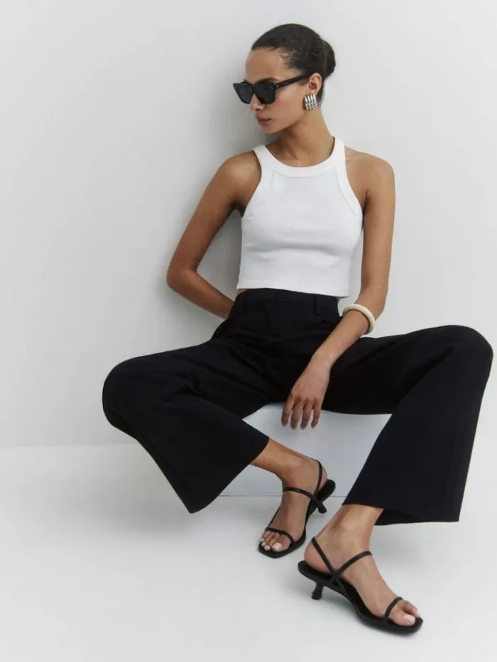 WeddingsShoes The Reformation Serenity Bare Sandal Black Leather