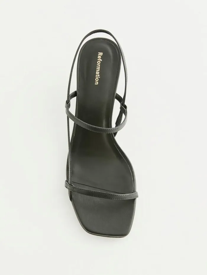 WeddingsShoes The Reformation Serenity Bare Sandal Black Leather