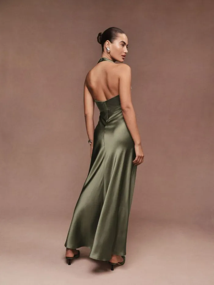 Weddings The Reformation Daniela Silk Dress Aloe Vera