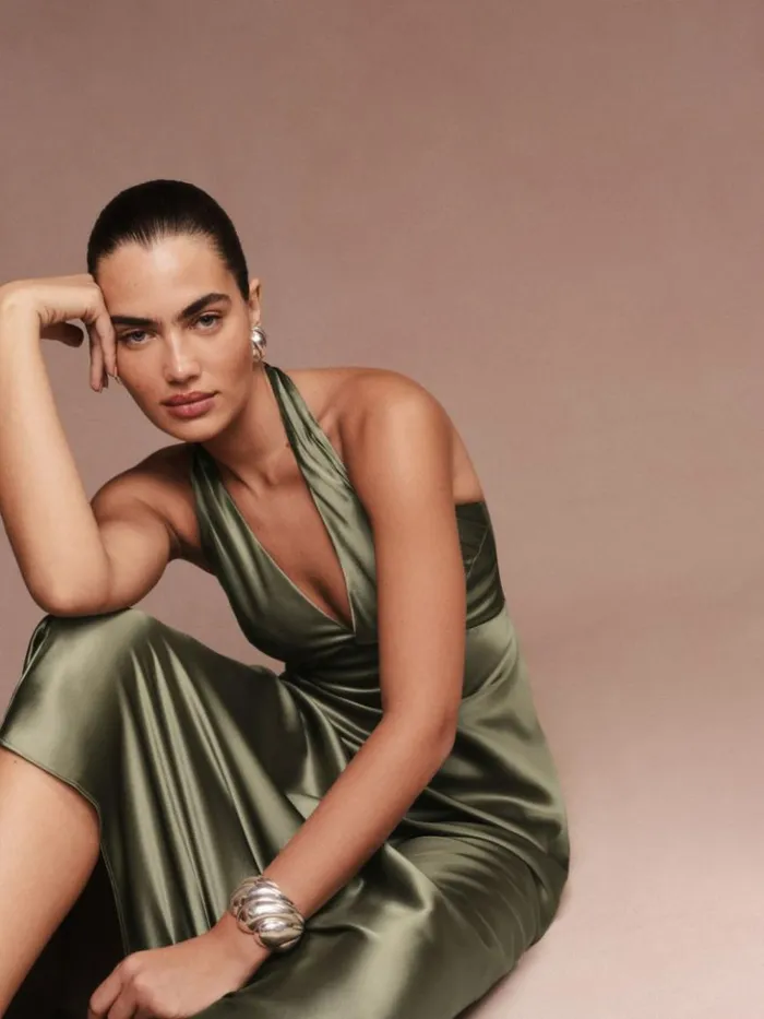 Weddings The Reformation Daniela Silk Dress Aloe Vera