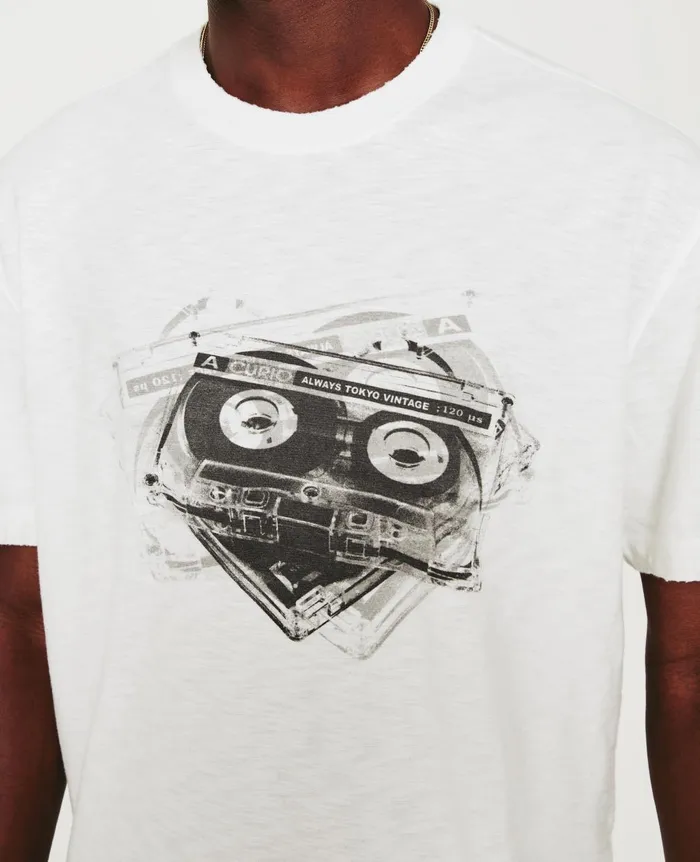 Wesley Crew Mix Tape 5 Years True White Men AG Jeans Tees Wesley Crew Mix Tape 5 Years True White Men AG Jeans Tees