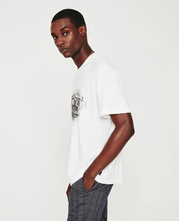Wesley Crew Mix Tape 5 Years True White Men AG Jeans Tees Wesley Crew Mix Tape 5 Years True White Men AG Jeans Tees