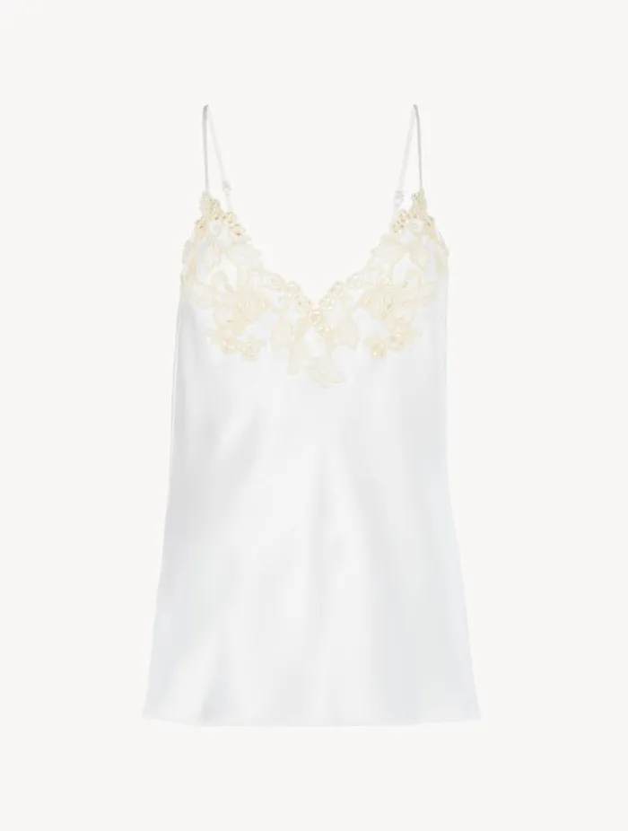 White Silk Camisole With Frastaglio Sleepwear La Perla Camisoles