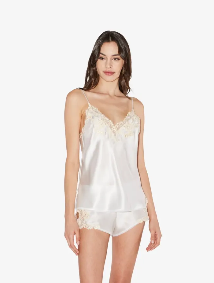 White Silk Camisole With Frastaglio Sleepwear La Perla Camisoles