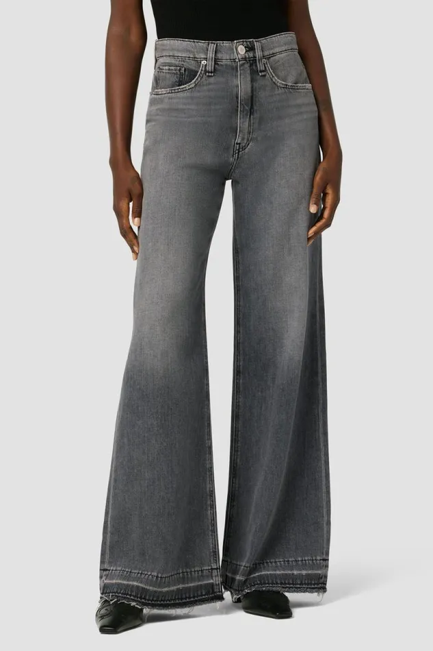 Wide Leg Women Hudson Jeans Jodie HighRise Loose Wide Leg Jean Destructed Black