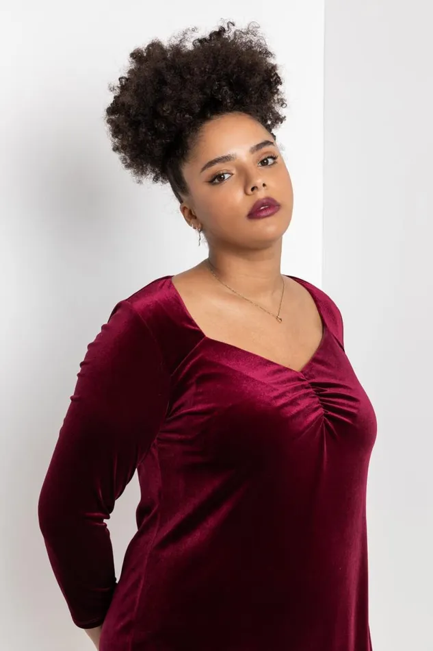 Wine Curve Sweetheart Neck Velvet Dress Women Roman Dresses