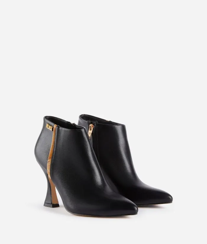 Woman Boots and Booties Alviero Martini Faux Napa Leather Heeled Ankle Boots With 1 Classe Logo Black