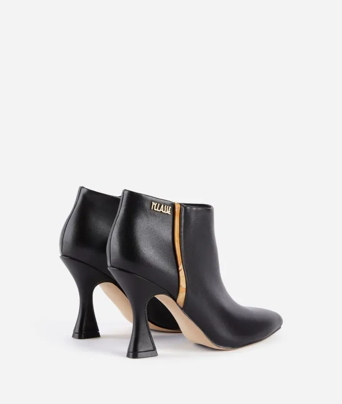 Woman Boots and Booties Alviero Martini Faux Napa Leather Heeled Ankle Boots With 1 Classe Logo Black