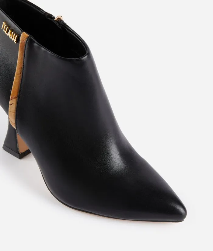 Woman Boots and Booties Alviero Martini Faux Napa Leather Heeled Ankle Boots With 1 Classe Logo Black