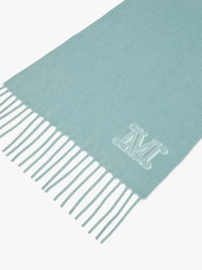 Woman Cashmere Stole With Embroidery Sage Green Maxmara Scarves And Foulards