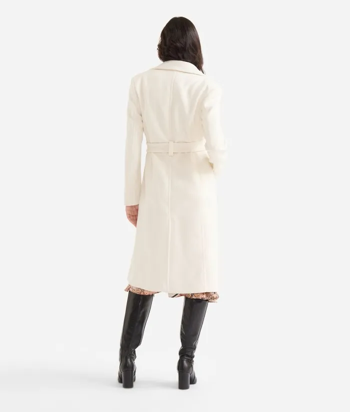 Woman Coats and Jackets Alviero Martini Long Velour Coat Wool White