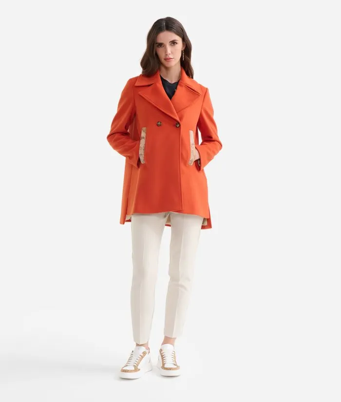 Woman Coats and Jackets Alviero Martini Velour Pea Coat Brick Red