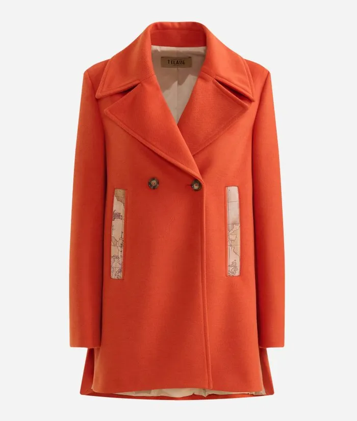 Woman Coats and Jackets Alviero Martini Velour Pea Coat Brick Red