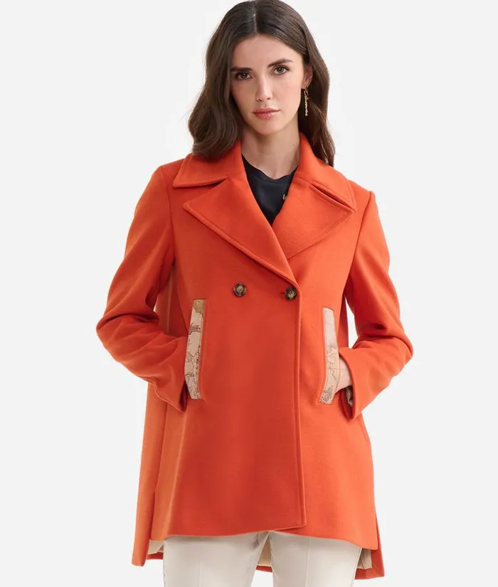 Woman Coats and Jackets Alviero Martini Velour Pea Coat Brick Red