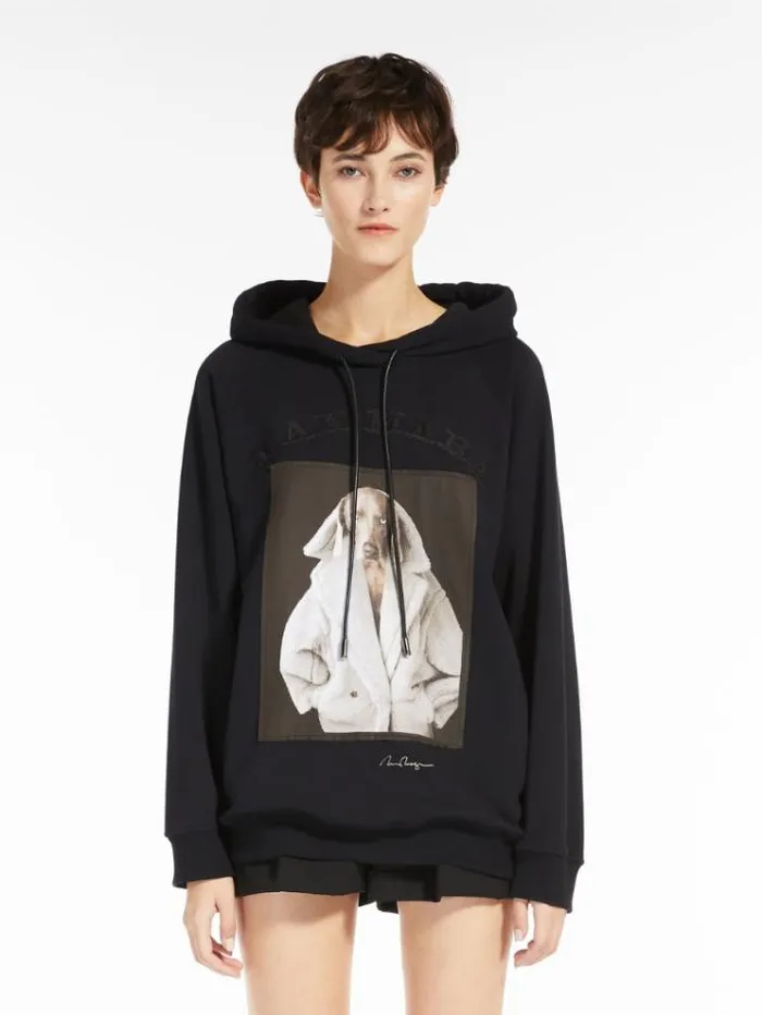 Woman Cotton Sweatshirt With Wegman Print Black Maxmara Knitwear And Sweatshirts Woman Cotton Sweatshirt With Wegman Print Black Maxmara Knitwear And Sweatshirts