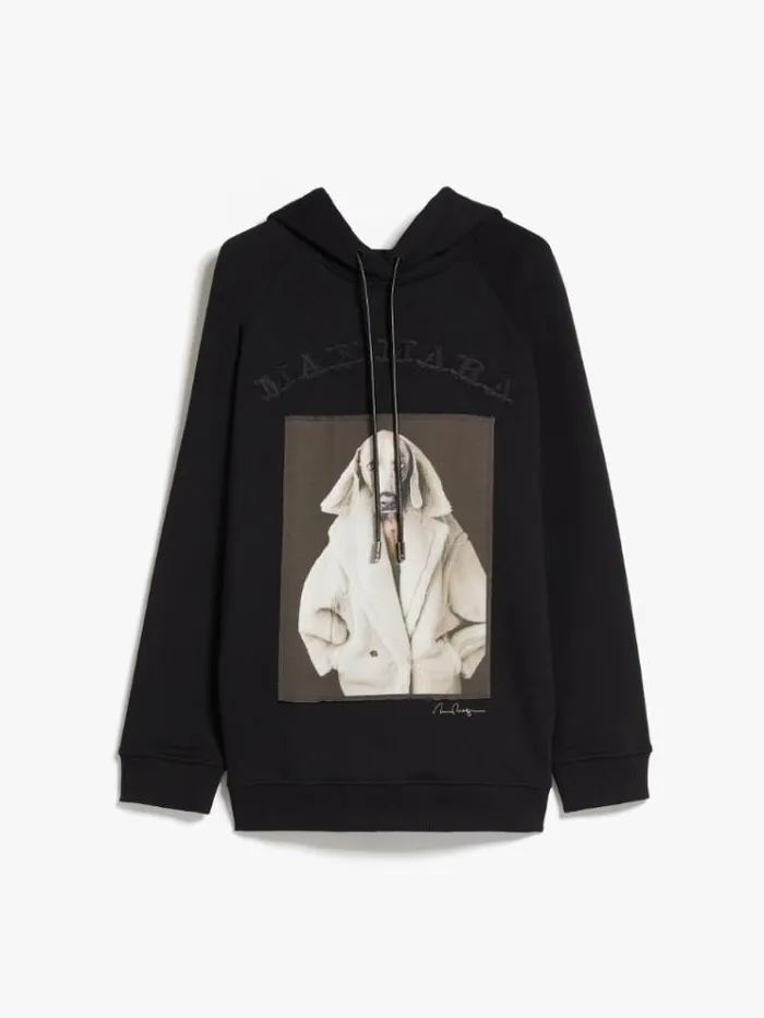 Woman Cotton Sweatshirt With Wegman Print Black Maxmara Knitwear And Sweatshirts Woman Cotton Sweatshirt With Wegman Print Black Maxmara Knitwear And Sweatshirts