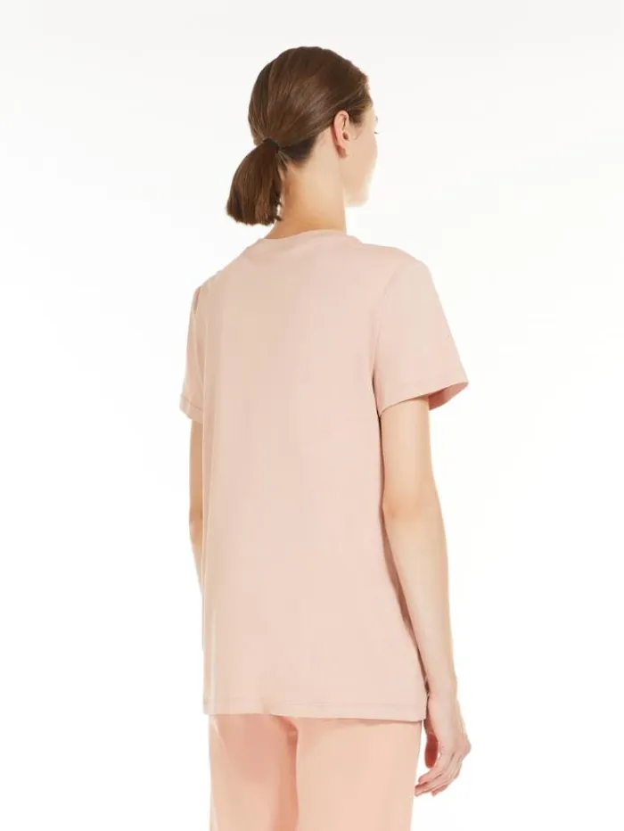Woman Cotton Tshirt With Wegman Print Pink Maxmara Tshirts