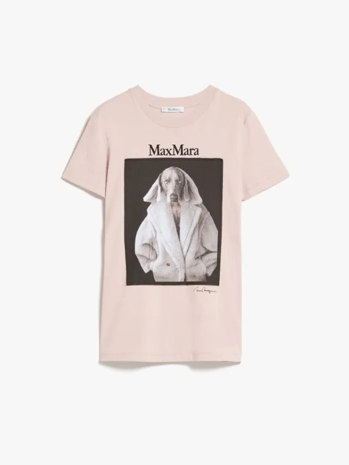 Woman Cotton Tshirt With Wegman Print Pink Maxmara Tshirts Woman Cotton Tshirt With Wegman Print Pink Maxmara Tshirts