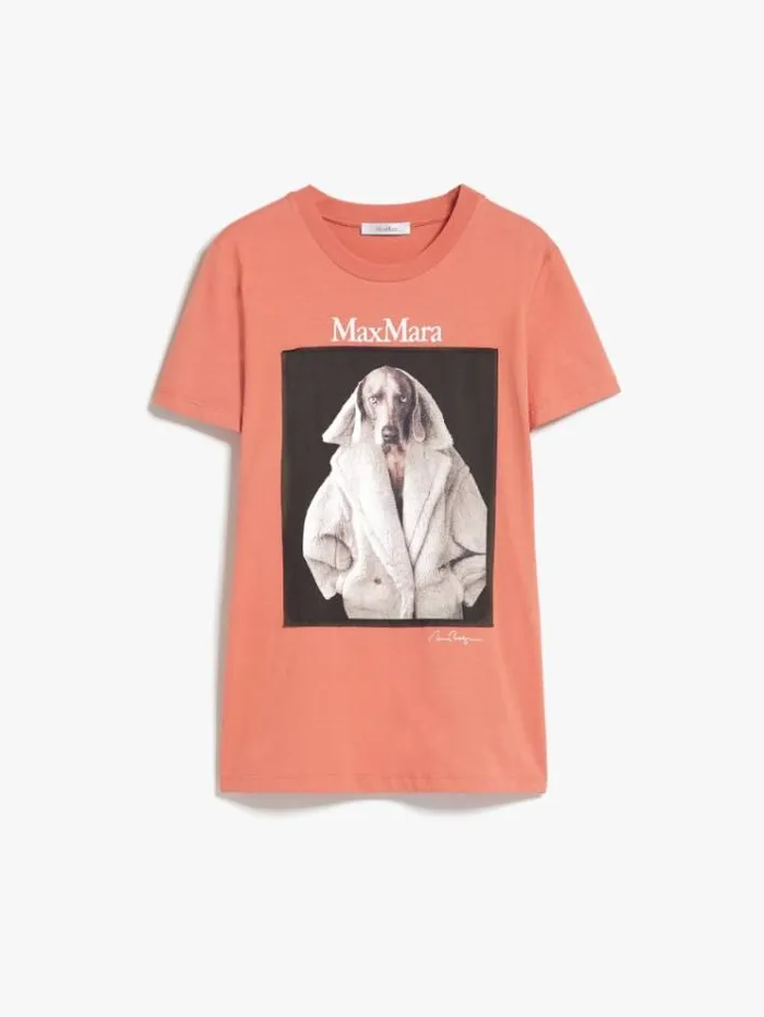 Woman Cotton Tshirt With Wegman Print Salmon Maxmara Tshirts Woman Cotton Tshirt With Wegman Print Salmon Maxmara Tshirts