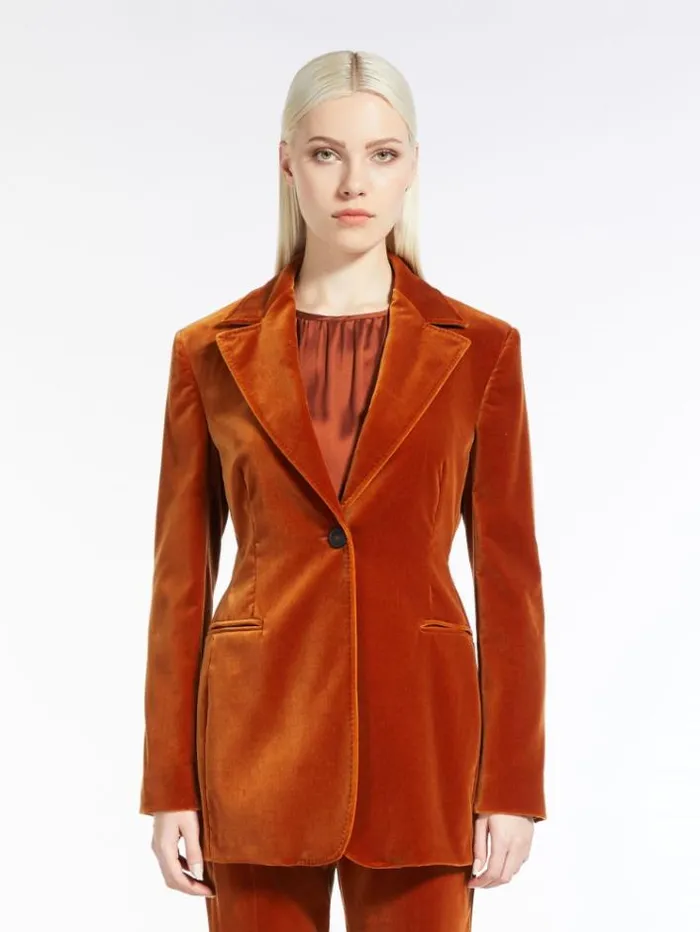Woman Cotton Velvet Blazer Rust Maxmara Suit