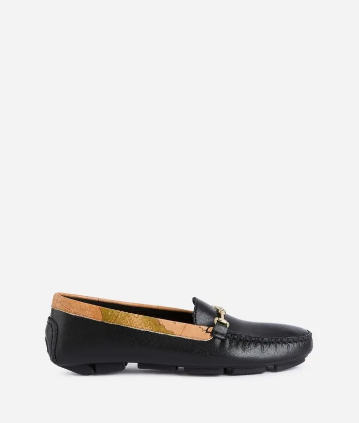 Woman Flat Shoes Alviero Martini Smooth Leather Moccasins With 1c Logo Horsebit Black Woman Flat Shoes Alviero Martini Smooth Leather Moccasins With 1c Logo Horsebit Black