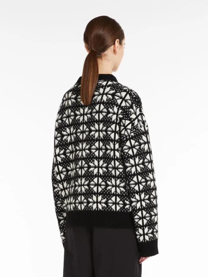 Woman Jacquard Wool Yarn Sweater Black Maxmara Knitwear And Sweatshirts Woman Jacquard Wool Yarn Sweater Black Maxmara Knitwear And Sweatshirts