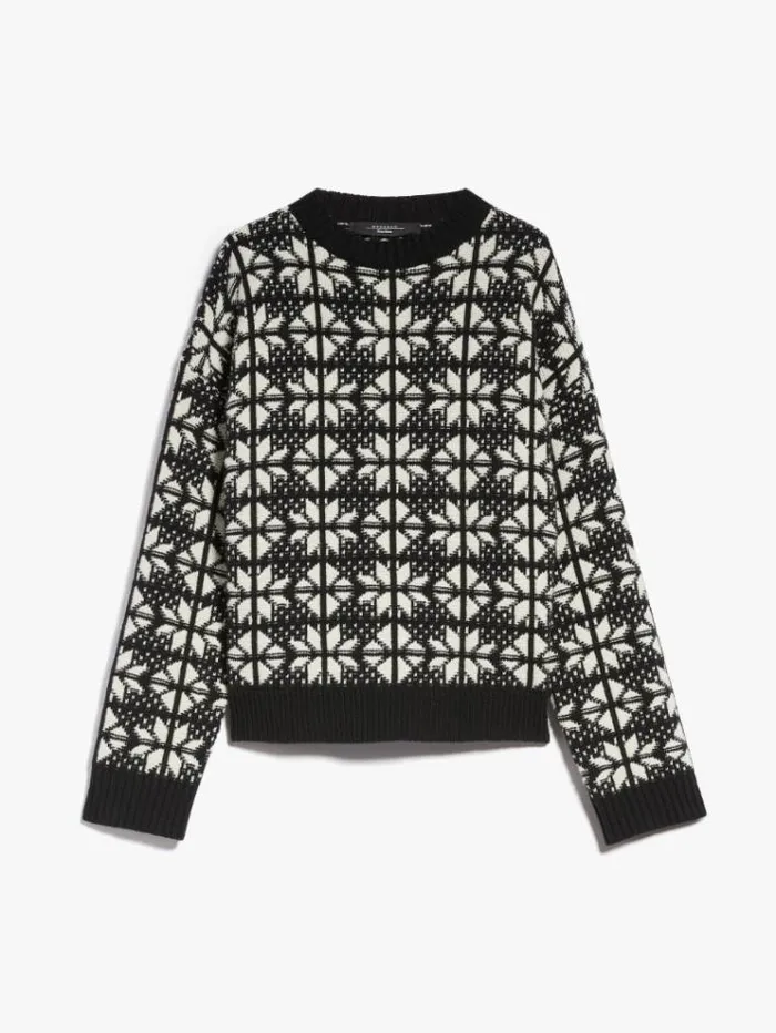 Woman Jacquard Wool Yarn Sweater Black Maxmara Knitwear And Sweatshirts Woman Jacquard Wool Yarn Sweater Black Maxmara Knitwear And Sweatshirts