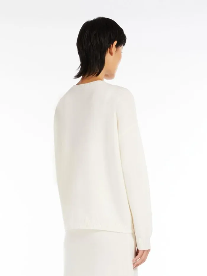 Woman Jewel Embroidered Cashmere Jumper White Maxmara Knitwear And Sweatshirts Woman Jewel Embroidered Cashmere Jumper White Maxmara Knitwear And Sweatshirts