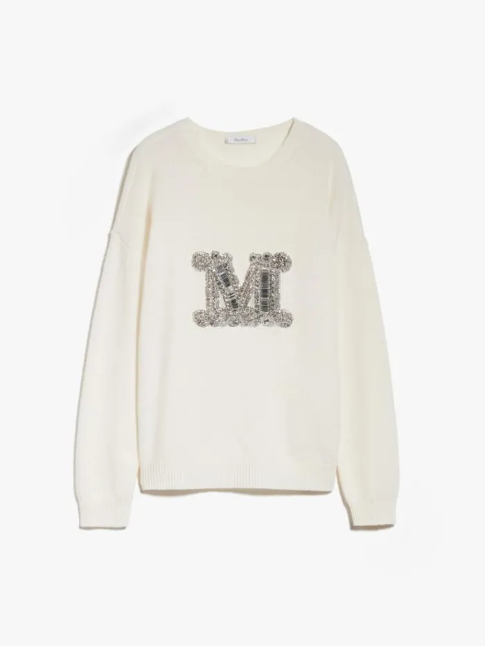 Woman Jewel Embroidered Cashmere Jumper White Maxmara Knitwear And Sweatshirts Woman Jewel Embroidered Cashmere Jumper White Maxmara Knitwear And Sweatshirts