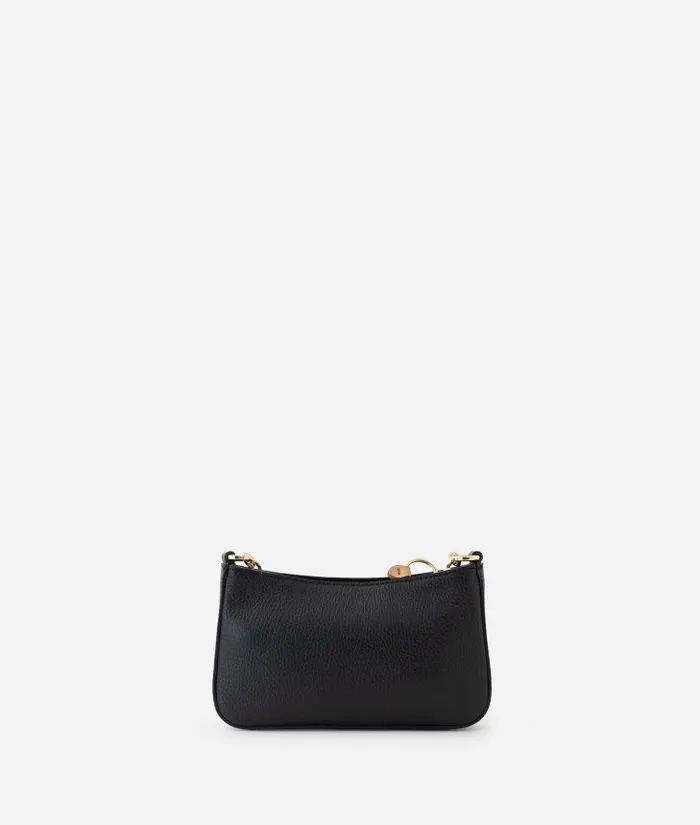 Woman Mini Bags and Pouches Alviero Martini New Moon Leather Pouch With Chain And Crossbody Strap Black