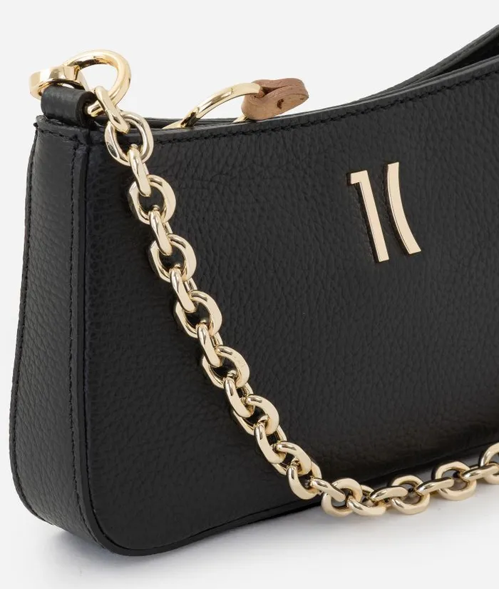 Woman Mini Bags and Pouches Alviero Martini New Moon Leather Pouch With Chain And Crossbody Strap Black