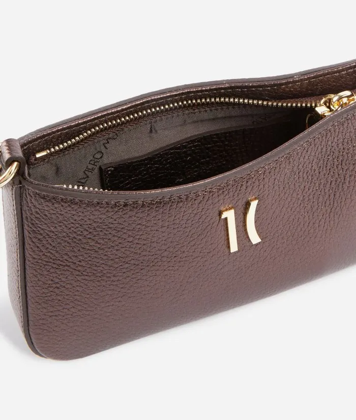 Woman Mini Bags and Pouches Alviero Martini New Moon Leather Pouch With Chain And Crossbody Strap Brown