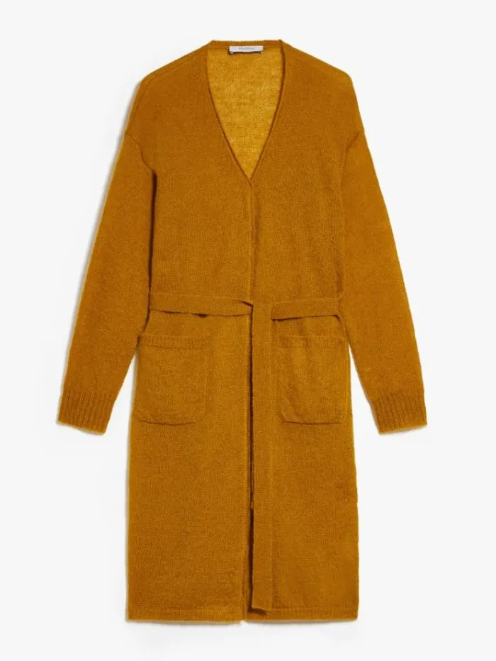 Woman Mohair Yarn Cardigan Ochre Maxmara Knitwear And Sweatshirts Woman Mohair Yarn Cardigan Ochre Maxmara Knitwear And Sweatshirts