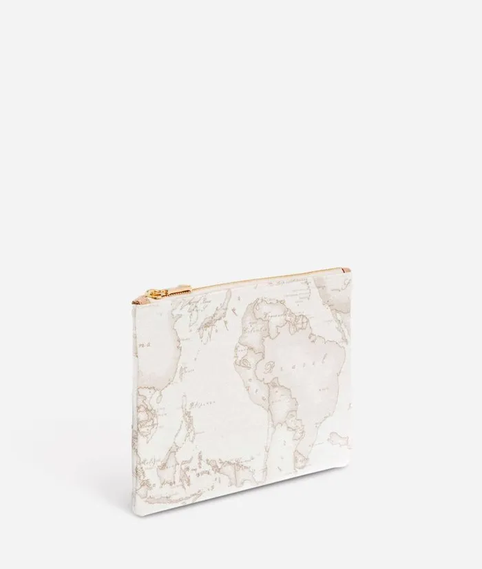 Woman Pouches and Toiletry Bags Alviero Martini Geo White Large Rectangular Pouch