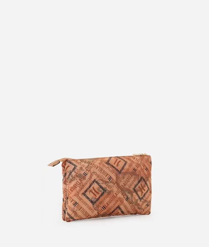 Woman Pouches and Toiletry Bags Alviero Martini Medium ThreePocket Pouch With Logomania Print Geo Classic